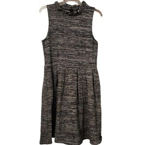 Ganni Black , Blue, and White Textured Dress - L Fit N Flare, Sleeveless Woven